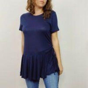 J. Crew Women's Navy Ruched Gathered T-shirt Tunic